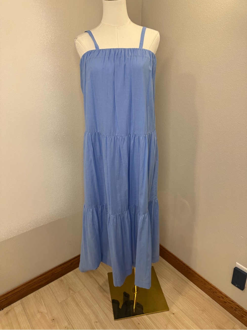Steve Madden Oceane Dress Azure Blue Tiered Cotton Midi Dress XS NWT